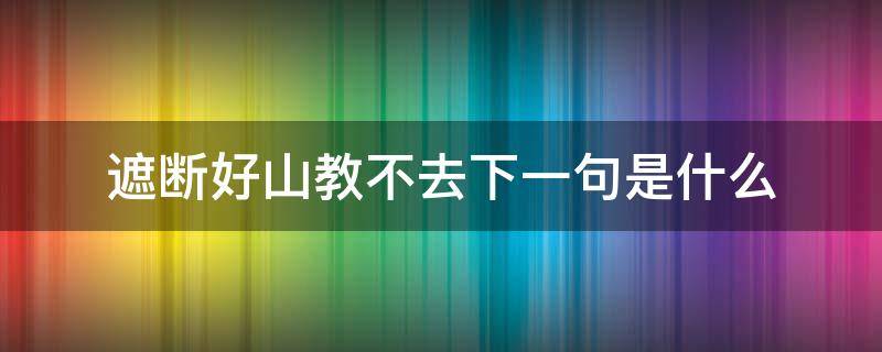 遮断好山教不去下一句是什么 游嵩山遮断好山教不去下一句