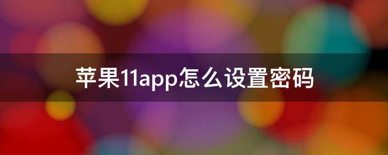苹果11app怎么设置密码（iphone11app怎么设置密码）