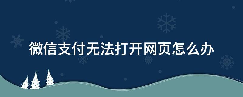 微信支付无法打开网页怎么办 微信网页支付不行怎么办