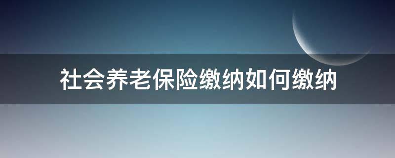 社会养老保险缴纳如何缴纳 社会养老保险怎么缴纳