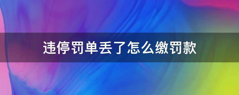 违停罚单丢了怎么缴罚款 违停处罚单丢了怎么交