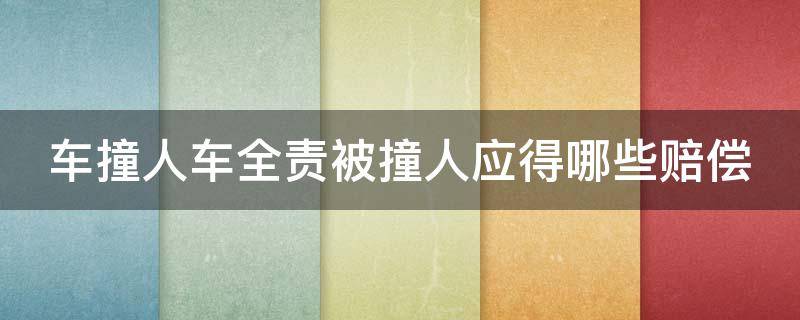 车撞人车全责被撞人应得哪些赔偿（车撞人,车全责,被撞人应得哪些赔偿）