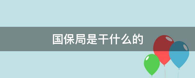 国保局是干什么的 国保局是什么意思