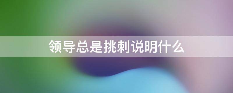 领导总是挑刺说明什么 领导总是挑你刺