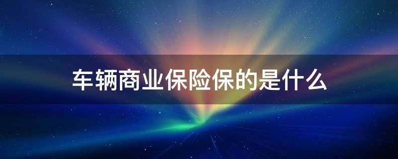 车辆商业保险保的是什么 汽车商业险保的是什么