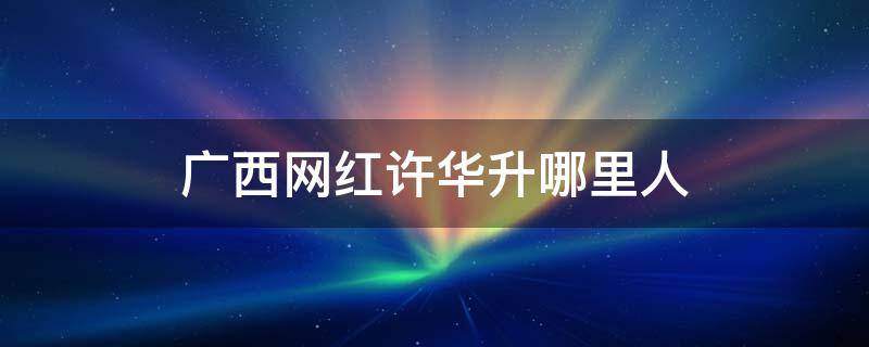 广西网红许华升哪里人 广西网红许华升个人资料