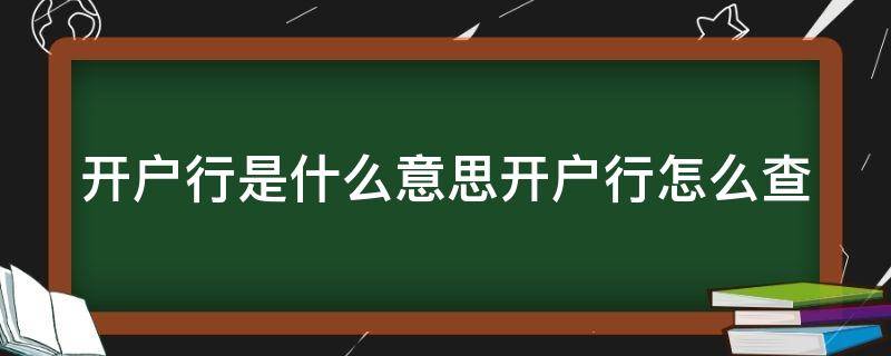 开户行是什么意思开户行怎么查（什么是开户行查询）