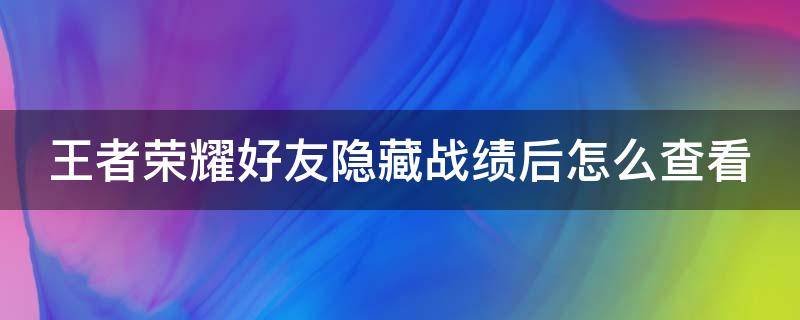 王者荣耀好友隐藏战绩后怎么查看 除了王者营地还有什么软件