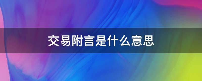 交易附言是什么意思 交易附言是什么意思 收汇