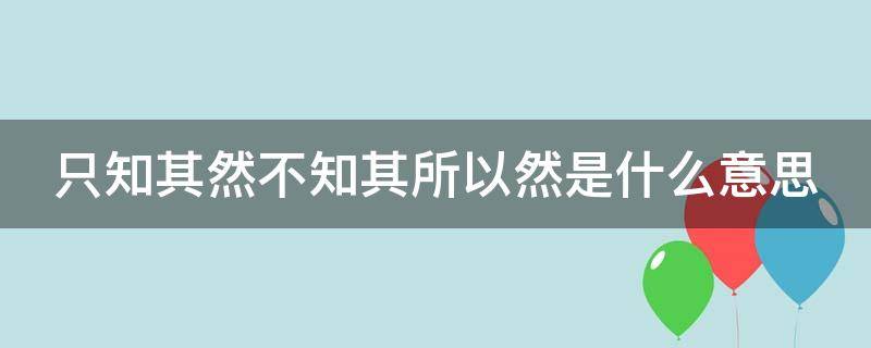 只知其然不知其所以然是什么意思 只知其然不知其所以然是什么意思呀