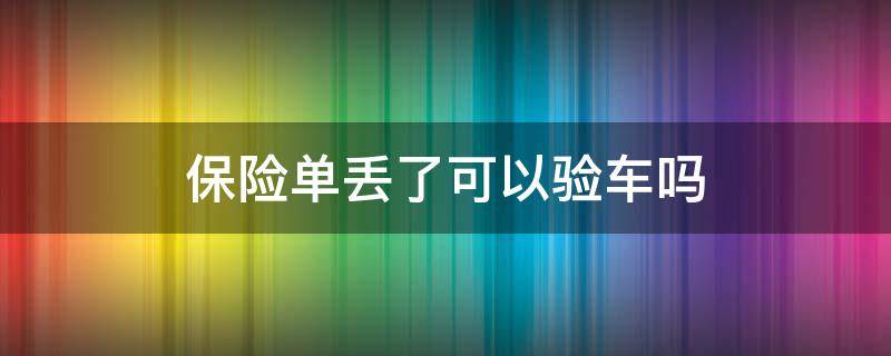 保险单丢了可以验车吗 保险单丢了能检车吗