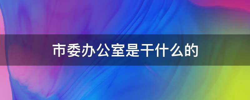 市委办公室是干什么的 市委办公室主任是干什么的