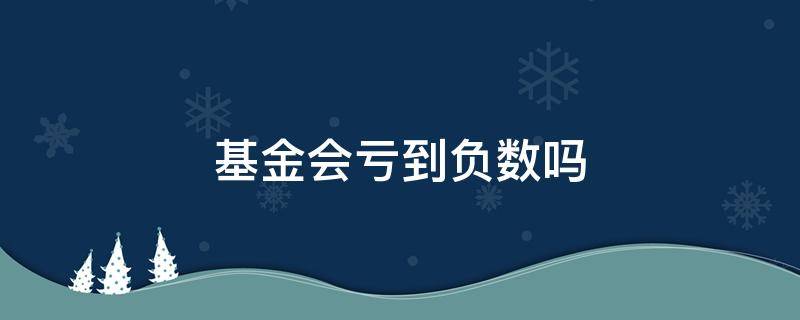 基金会亏到负数吗（如果基金亏了,可能是负数吗）