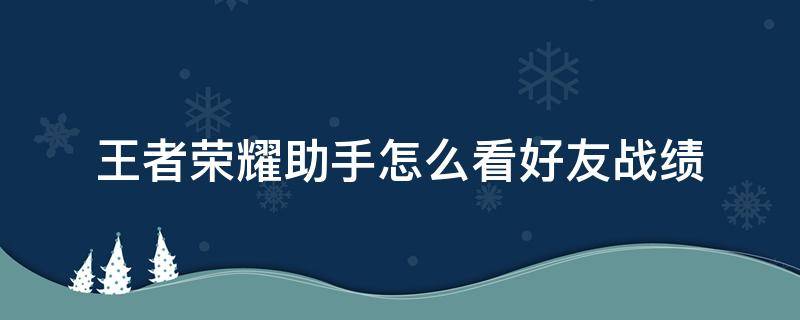 王者荣耀助手怎么看好友战绩（王者荣耀助手如何看好友战绩）