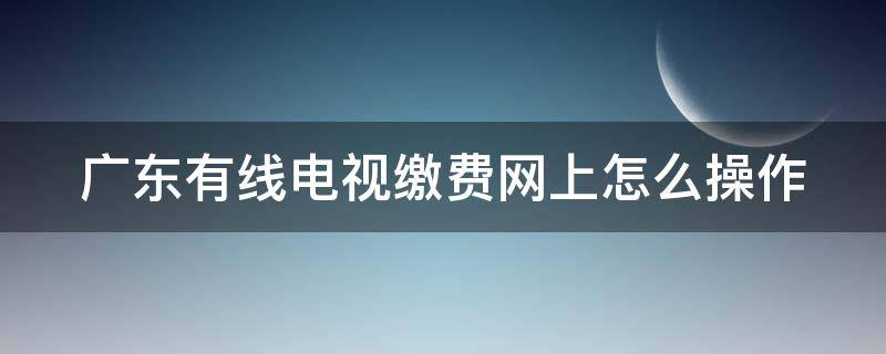 广东有线电视缴费网上怎么操作（广东省有线电视app）