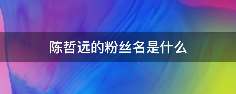 陈哲远的粉丝名是什么 陈哲远粉丝网名