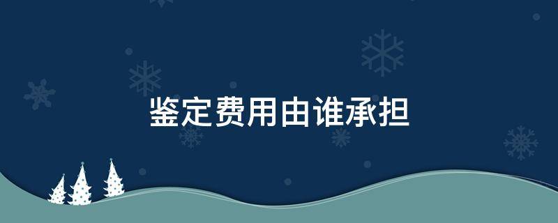 鉴定费用由谁承担（保险鉴定费用由谁承担）