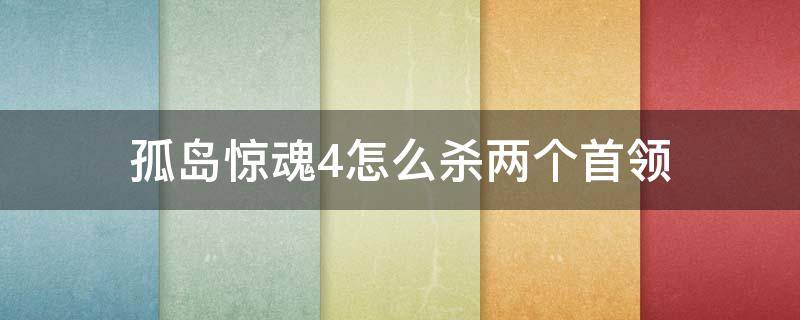 孤岛惊魂4怎么杀两个首领 孤岛惊魂4杀掉两个首领