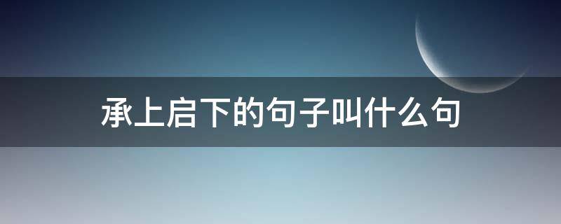 承上启下的句子叫什么句 承上启下的句子叫什么句?