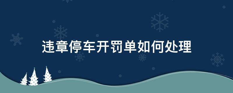 违章停车开罚单如何处理 交警现场开的违章停车罚单怎么处理