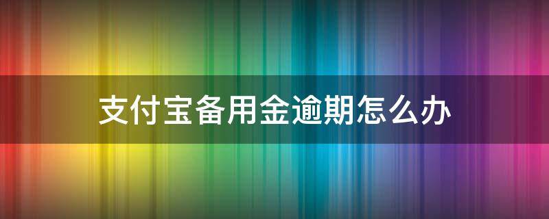 支付宝备用金逾期怎么办（支付宝备用金能逾期吗）