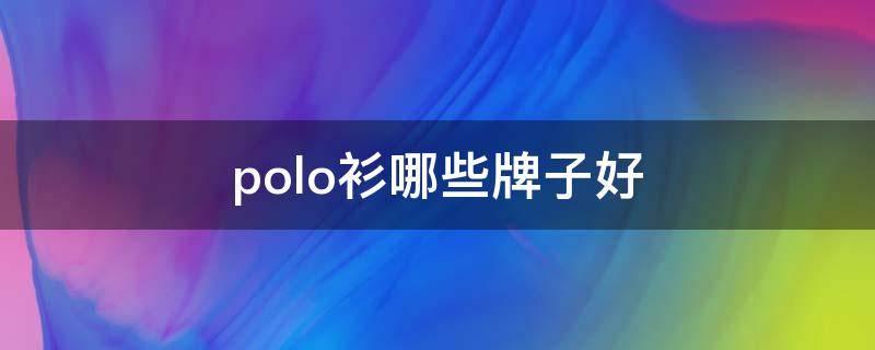 polo衫哪些牌子好（polo衫比较好的牌子）