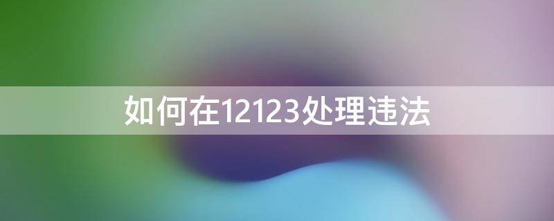 如何在12123处理违法（12123违法处理怎么操作）