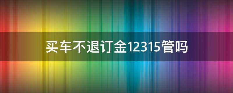 买车不退订金12315管吗 买车退订金打12315有用吗