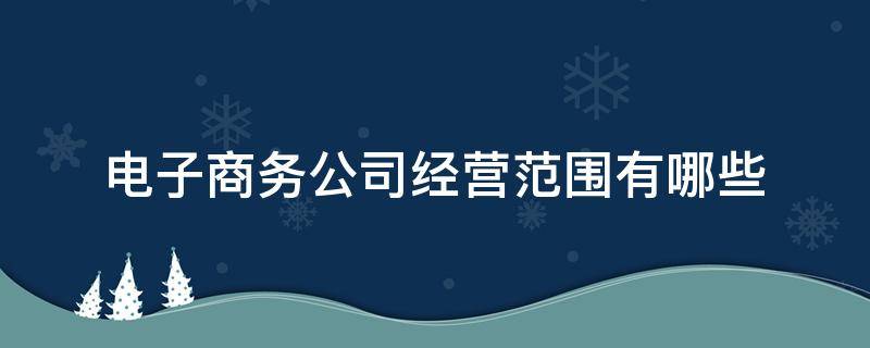 电子商务公司经营范围有哪些 电子商务公司的营业范围