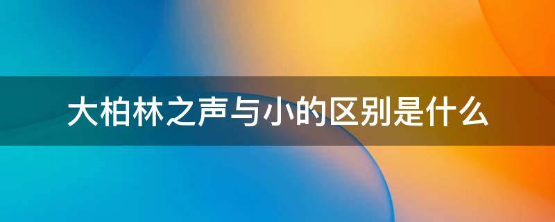 大柏林之声与小的区别是什么 大柏林之声和小柏林之声有什么区别?