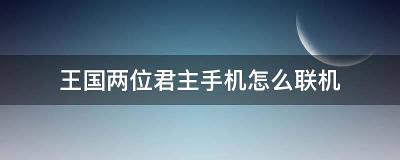 王国两位君主手机怎么联机（王国两位君主联机教程手机）