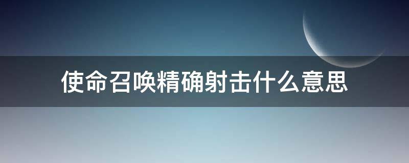 使命召唤精确射击什么意思（使命召唤中的精确射击是什么意思）