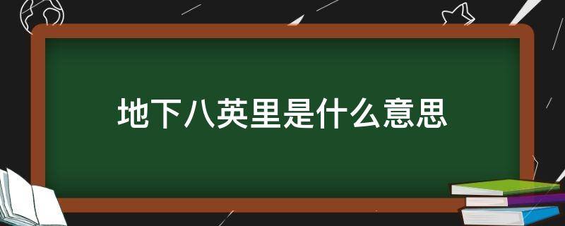 地下八英里是什么意思 地下八英里是啥意思