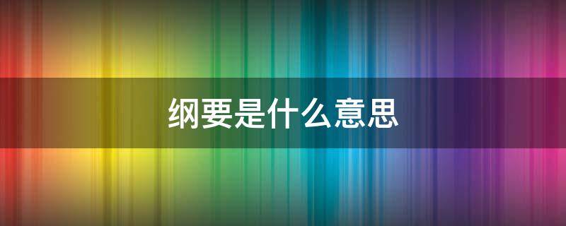 纲要是什么意思 施政纲要是什么意思