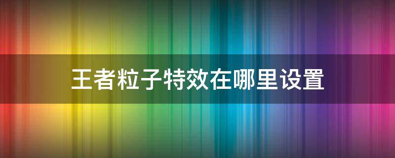 王者粒子特效在哪里设置 王者荣耀粒子特效在哪调