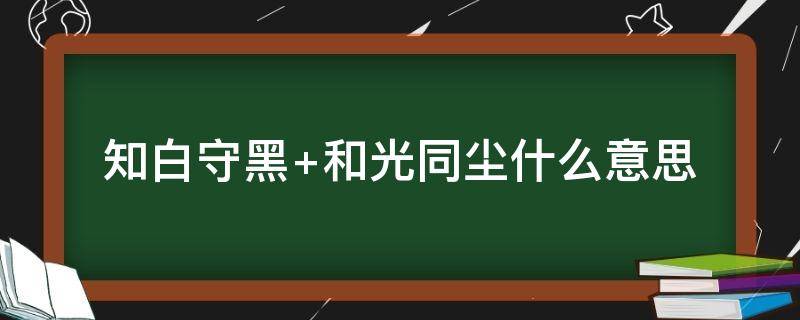 知白守黑 知白守黑为天下式什么意思