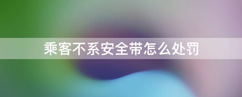 乘客不系安全带怎么处罚 后排乘客不系安全带怎么处罚