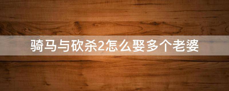 骑马与砍杀2怎么娶多个老婆（骑马与砍杀2可以娶多少个老婆）