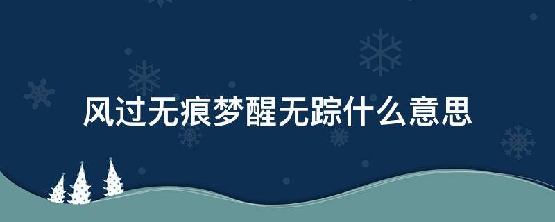风过无痕梦醒无踪什么意思（梦无痕,随风逝的意思）