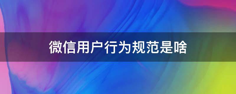 微信用户行为规范是啥（微信用户规范行为的,是啥意思）