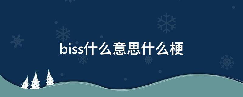 biss什么意思什么梗（biss的梗出自哪里）