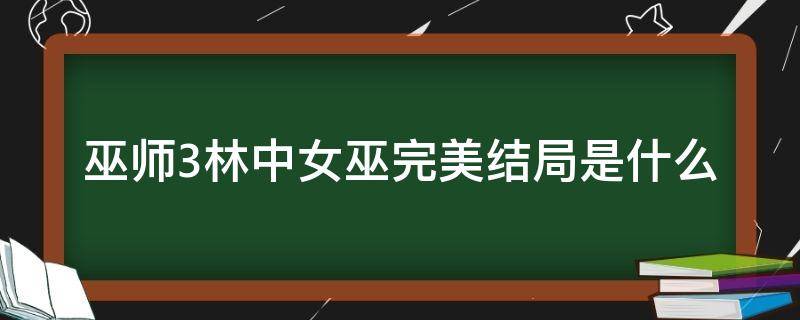 巫师3林中女巫完美结局是什么（巫师3林中夫人奖励最高的结局）