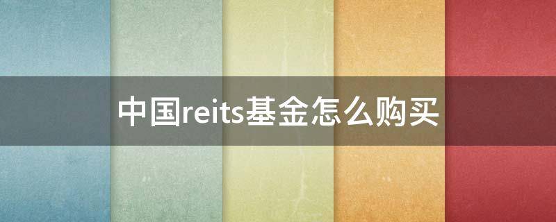 中国reits基金怎么购买（中国reits基金怎么购买叩富网）