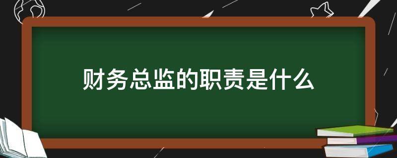 财务总监的职责是什么（erp财务总监的职责是什么）