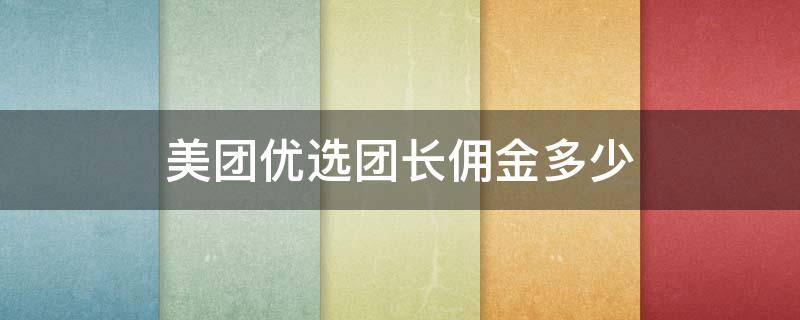 美团优选团长佣金多少 美团优选副团长有佣金吗