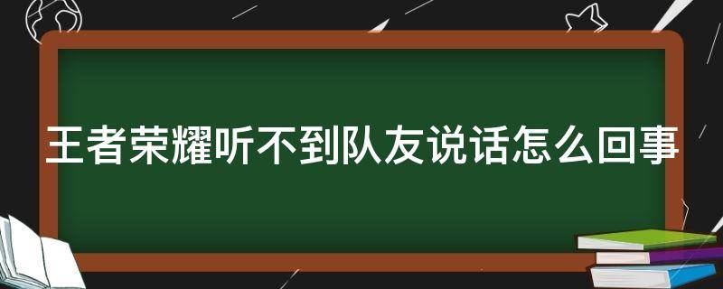 王者荣耀听不到队友说话怎么回事 王者荣耀听不到队友说话怎么回事对方能听到我的声音