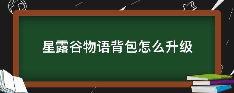 星露谷物语背包怎么升级 星露谷物语背包在哪里升级