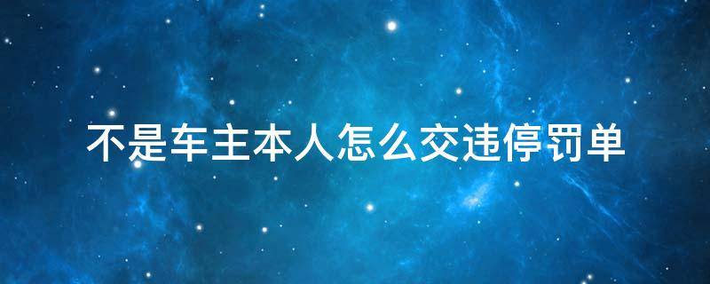 不是车主本人怎么交违停罚单 违章停车交罚单必须车主本人去吗