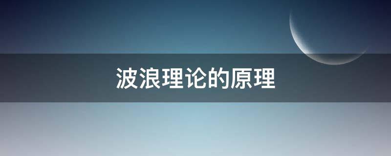 波浪理论的原理 对波浪理论的理解