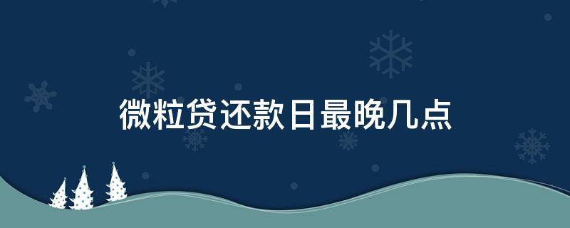 微粒贷还款日最晚几点（微粒贷次日还款是从几点开始）